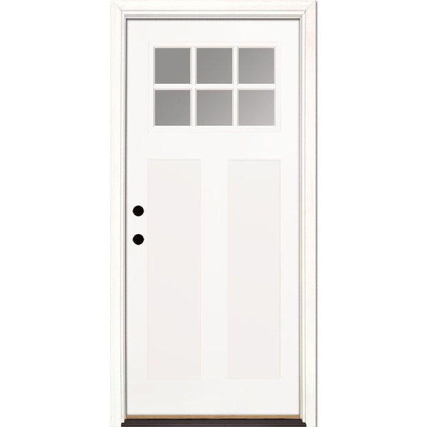 Feather River Doors 36 in. x 80 in. 6 Lite Clear Craftsman Unfinished Smooth Right-Hand Inswing Fiberglass Prehung Front Door