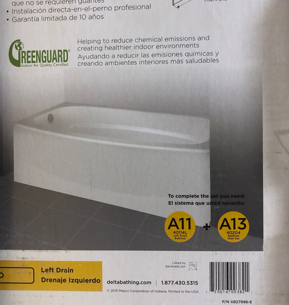 60~ x 30~ Bathtub Wall Set in High Gloss White 40204