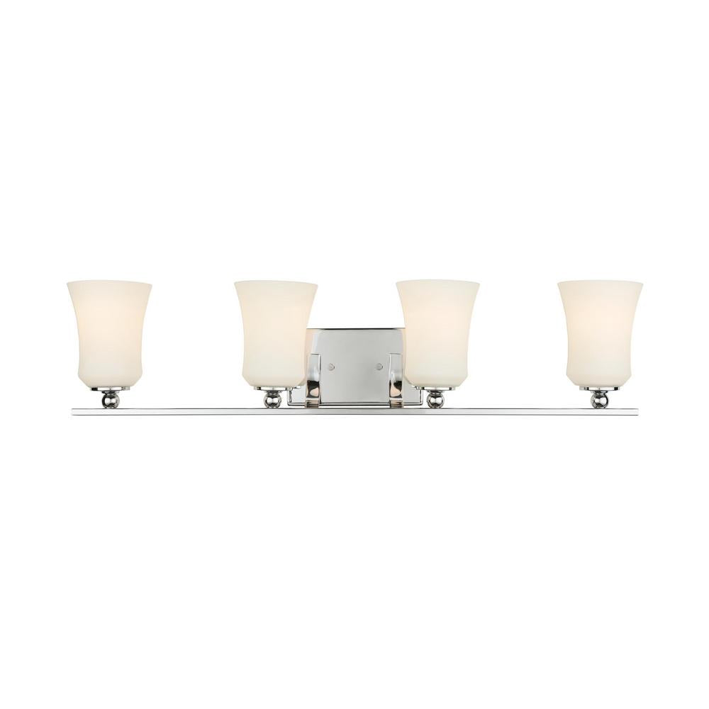 4-Light Chrome Square Bath Vanity Light with Etched White Glass by Home Decorators Collection