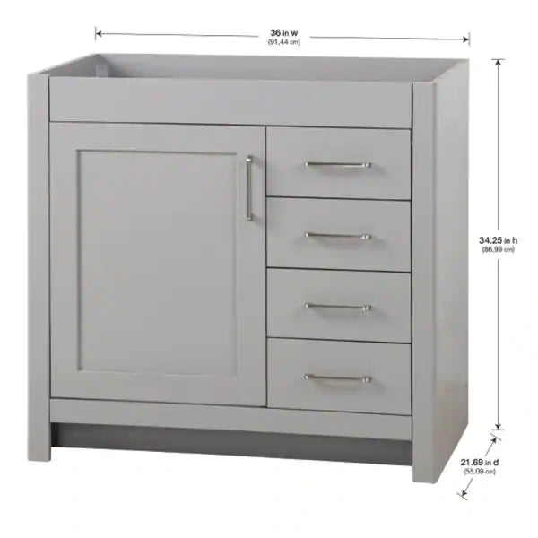 Home Decorators Collection Westcourt 36 in. W x 21 in. D x 34 in. H Bath Vanity Cabinet Only in Sterling Gray