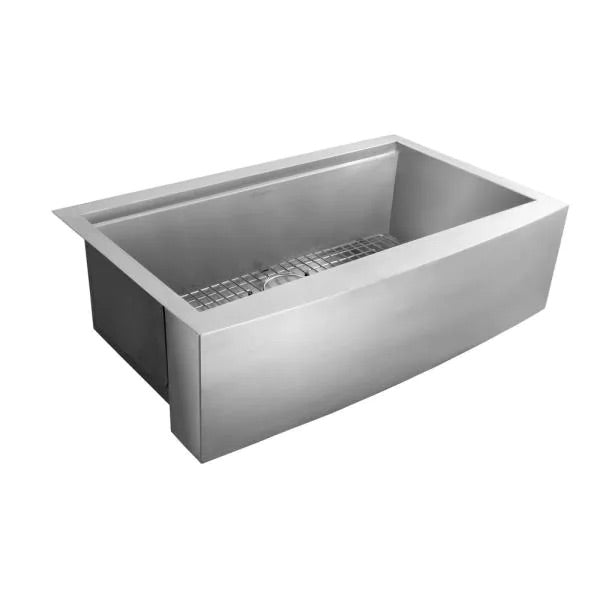 All-in-One Apron-Front Farmhouse Stainless Steel 33 in. Single Bowl Workstation Sink with Accessory Kit by Glacier Bay