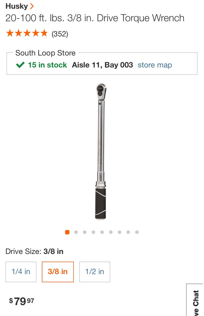 Husky 3/8 in. Drive Torque Wrench 20 ft./lbs. to 100 ft./lbs