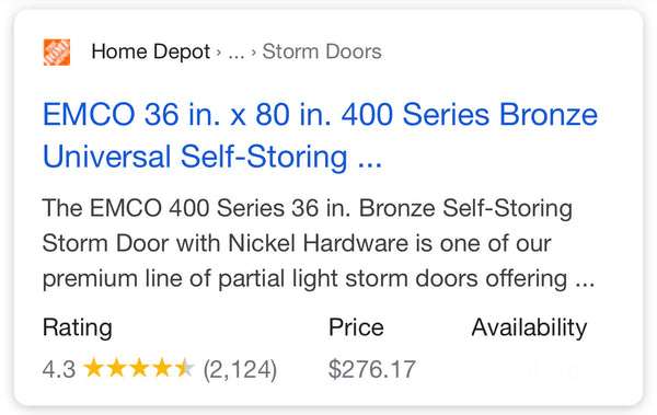 36 in. x 80 in. 400 Series Bronze Universal Self-Storing Aluminum Storm Door with Nickel Hardware by EMCO