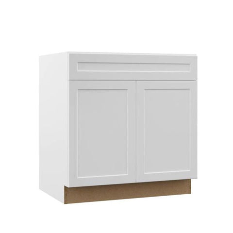 Hampton Bay Designer Series Melvern Assembled 33x34.5x23.75 in. Sink Base Kitchen Cabinet in White