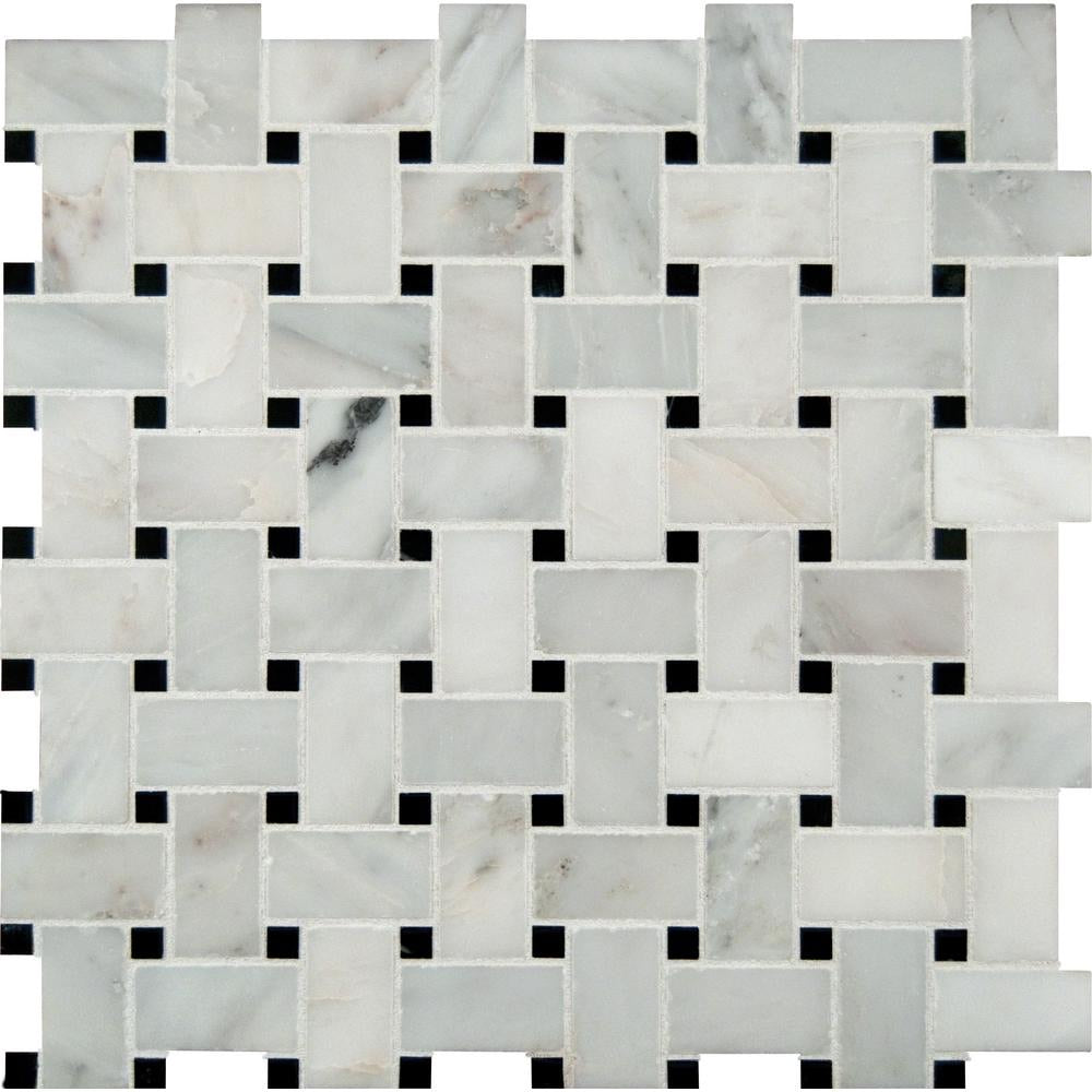 MSI Greecian White Basketweave 12 in. x 12 in. x 10 mm Polished Marble Mesh-Mounted Mosaic Tile (1 sq. ft.)