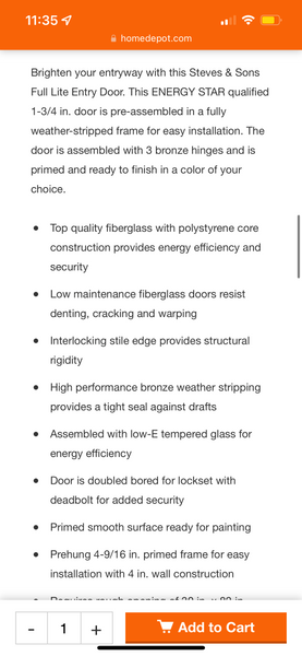 Steves & Sons 28 in. x 80 in. Reliant Series Full Lite White Primed Fiberglass Prehung Front Door