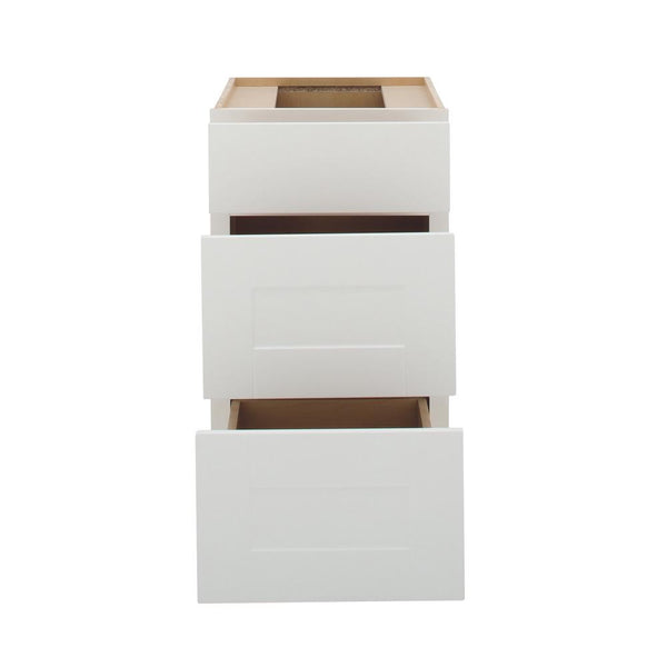 Hampton Bay Princeton Shaker Assembled 18x34.5x24 in. 3-Drawer Base Cabinet with soft close in Warm White