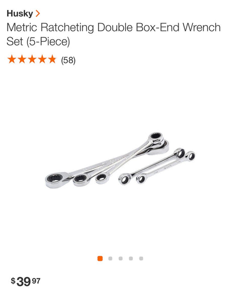 Husky Metric Ratcheting Double Box-End Wrench Set (5-Piece)