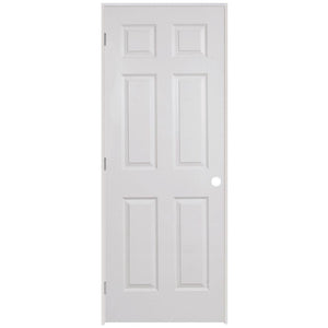 Steves & Sons 24 in. x 80 in. Left-Handed 6-Panel Textured Hollow Core Primed White Composite Single Prehung Interior Door