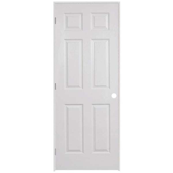 Steves & Sons 24 in. x 80 in. Left-Handed 6-Panel Textured Hollow Core Primed White Composite Single Prehung Interior Door