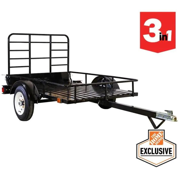 4 ft. x 6 ft. 1,295 lbs. Payload Capacity Open Rail Steel Utility Flatbed Trailer by Detail K2