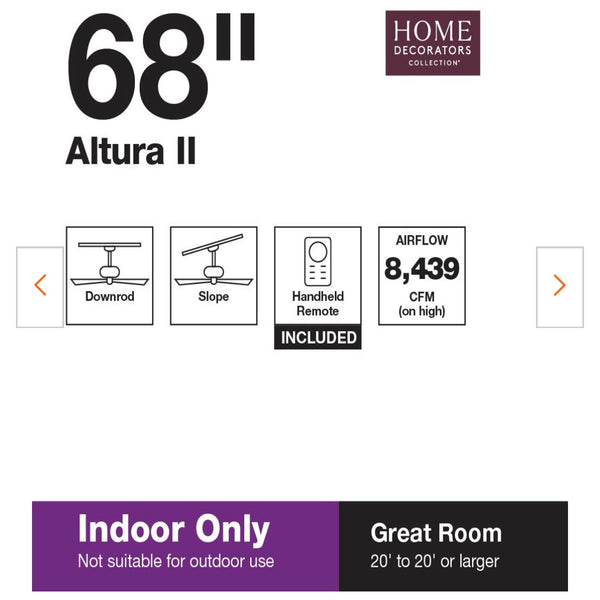 Altura II 68 in. Indoor Bronze Ceiling Fan with Remote Control by Home Decorators Collection