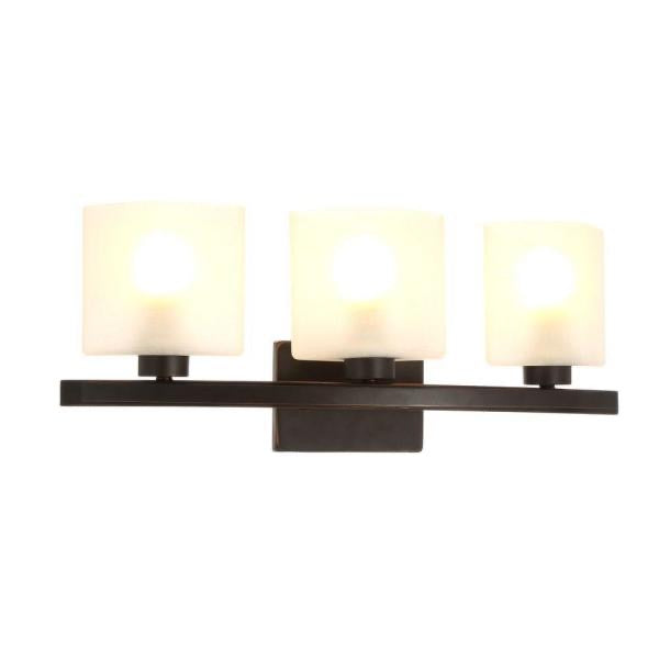 Ettrick 3-Light Oil-Rubbed Bronze Sconce with Hand Pained Glass Shades by Hampton Bay