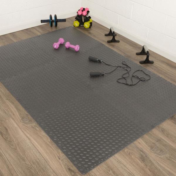 Multi-Purpose Black 24 in. x 24 in. EVA Foam Interlocking Anti-Fatigue Exercise Tile Mat (6-Pack) by Ottomanson