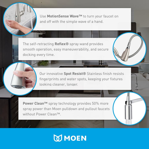 MOEN Essie Touchless Single-Handle Pull-down Sprayer Kitchen Faucet in Spot Resist Stainless