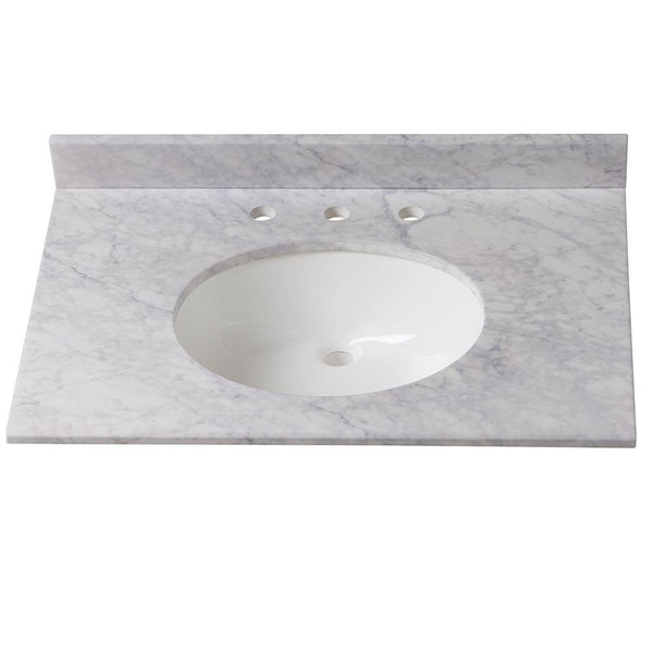 Home Decorators Collection 31 in. W Stone Effects Vanity Top in Carrera
