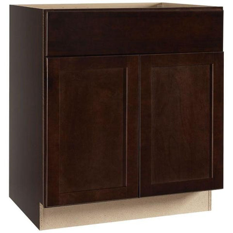 Hampton Bay Shaker Assembled 30x34.5x24 in. Sink Base Cabinet in Java