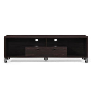 63 in. Walnut Wood TV Stand Fits TVs Up to 60 in. with Cable Management