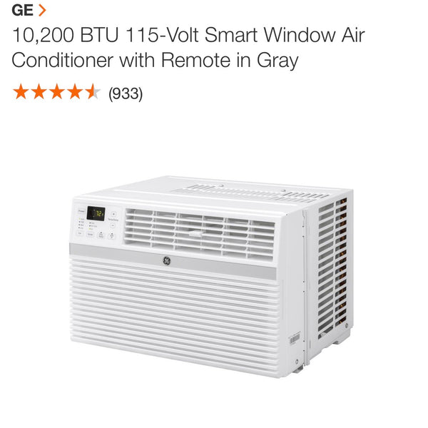 GE 10,200 BTU 115-Volt Smart Window Air Conditioner in Gray