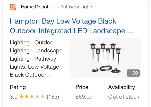 Low Voltage Black Outdoor Integrated LED Landscape Path Light (6-Pack Kit)