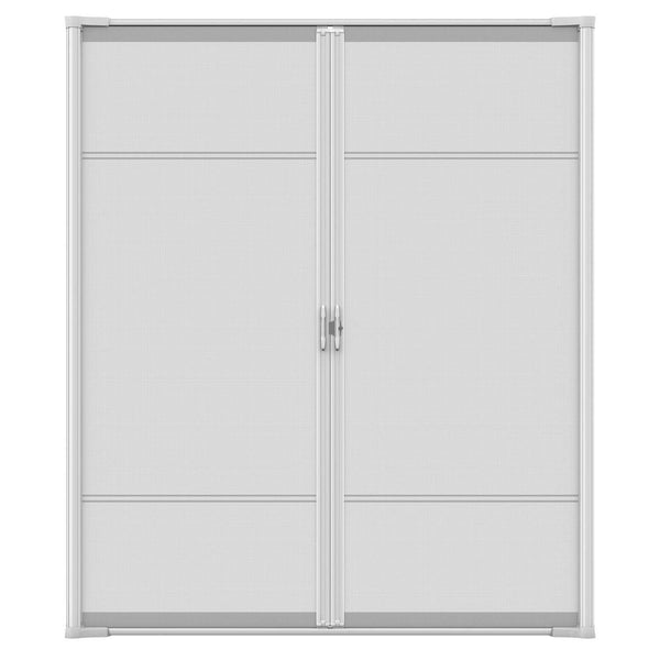 Weather Star 72 in. x 81 in. Brisa White Standard Double Retractable Screen Door Kit