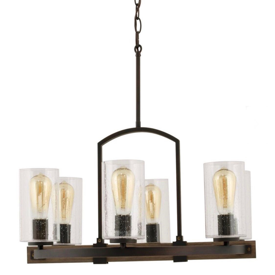 Newbury Manor Collection 25 in. 6-Light Vintage Bronze Chandelier with Clear Seeded Glass Shades by Home Decorators Collection