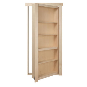 The Murphy Door 36 in. x 80 in. Flush Mount Assembled Maple Unfinished Wood Right-Hand Inswing Solid Core Interior Bookcase Door