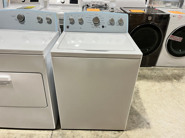 USED: Kenmore 75132 7.0 cu. ft. Gas Dryer with SmartDry Plus Technology - White + Kenmore 25132 4.3 cu. ft. Top Load Washer w/Triple Action Impeller - White