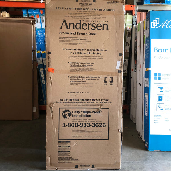 Andersen 36 in. x 80 in. 3000 Series Sandtone Left-Hand Fullview Easy Install Aluminum Storm Door