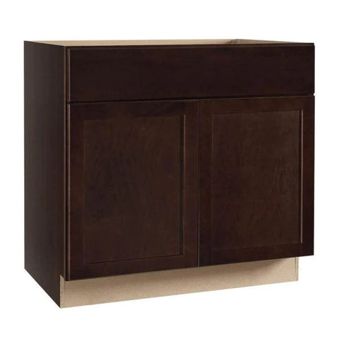 Hampton Bay Shaker Java Stock Assembled Sink Base Kitchen Cabinet (36 in. x 34.5 in. x 24 in.)