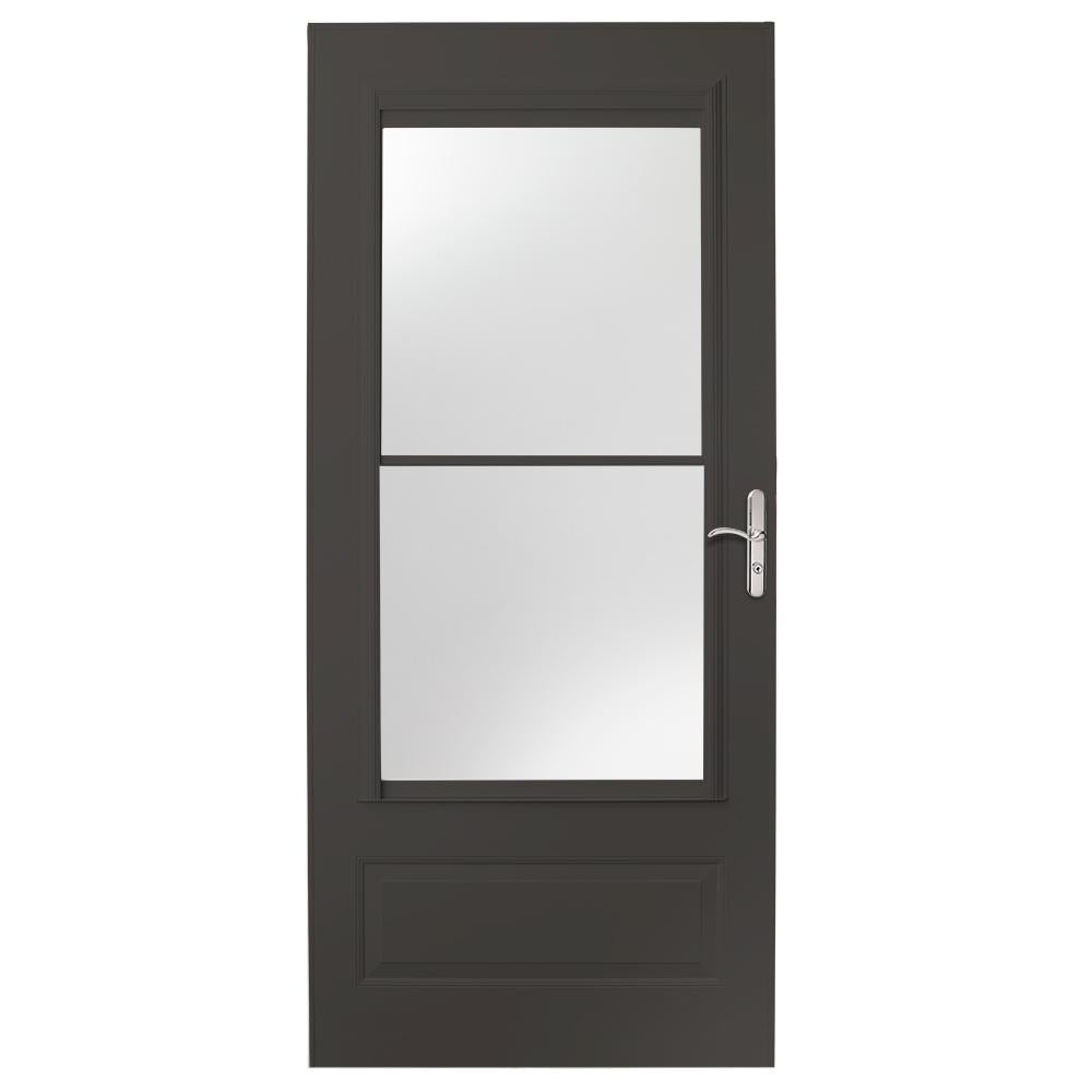 36 in. x 80 in. 400 Series Bronze Universal Self-Storing Aluminum Storm Door with Nickel Hardware by EMCO
