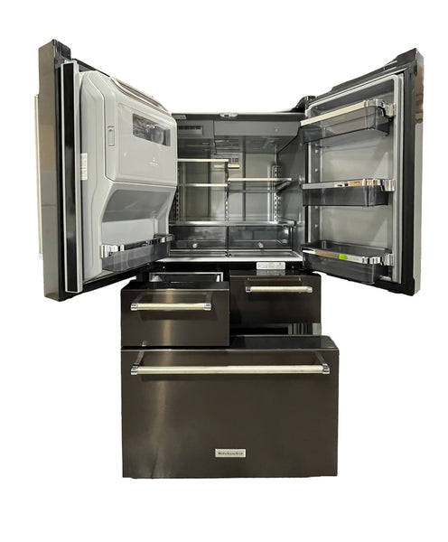 USED: KitchenAid 25.8 Cu. Ft. 5-Door French Door Refrigerator in Black Stainless Steel MOD: KRMF706EBS