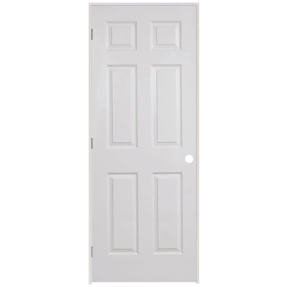 Steves & Sons 28 in. x 80 in. Right-Handed 6-Panel Textured Hollow Core Primed White Composite Single Prehung Interior Door