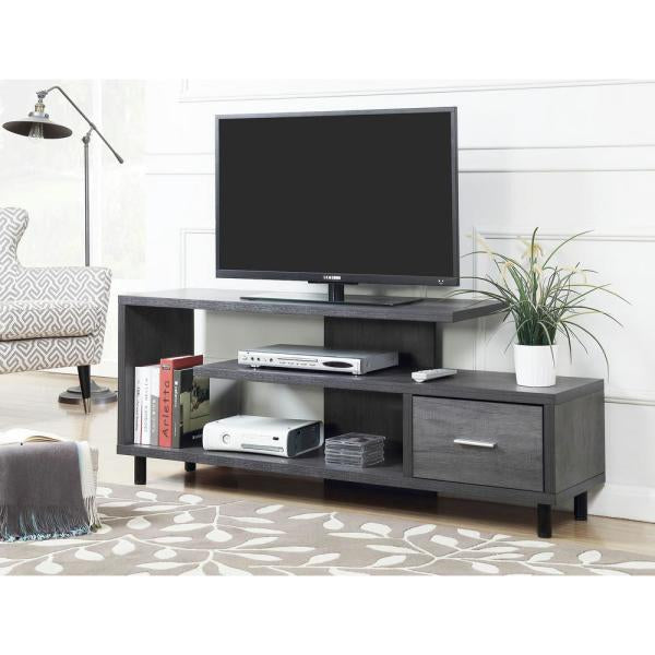 Convenience Concepts Seal II 59 in. Weathered Gray Particle Board TV Stand with 1 Drawer Fits TVs Up to 60 in. with Cable Management