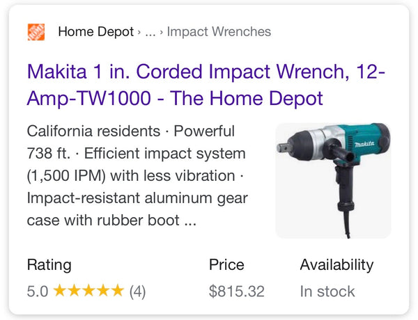 1 in. Corded Impact Wrench, 12-Amp by Makita plus 3 accessories