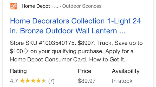 1-Light 24 in. Bronze Outdoor Wall Lantern Sconce by Home Decorators Collection