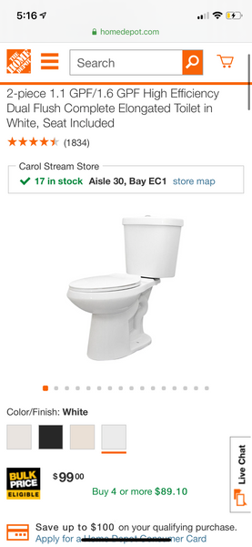 Glacier Bay 2-piece 1.1 GPF/1.6 GPF High Efficiency Dual Flush Complete Elongated Toilet in White, Seat Included