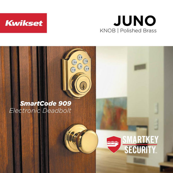 Kwikset Juno Polished Brass Privacy Bed/Bath Door Knob