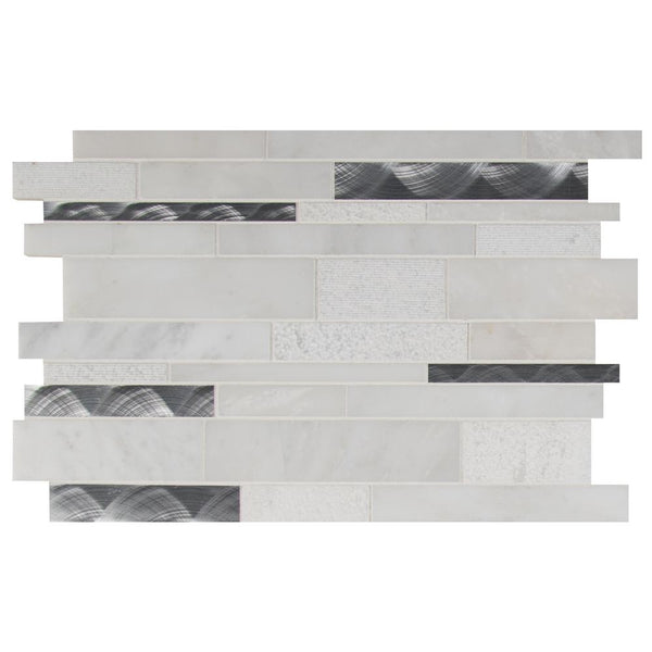 MSI Moderno Blanco Interlocking 12 in. x 18 in. x 8 mm Metal Stone Blend Mesh-Mounted Mosaic Tile (15 sq. ft. / case)