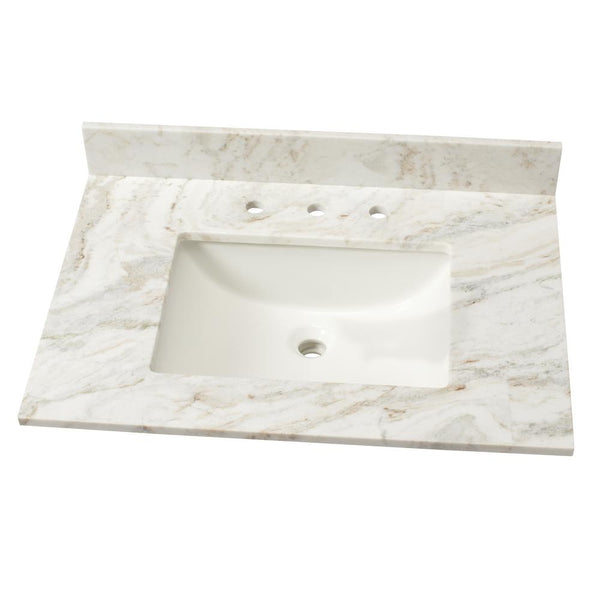 MSI 31 in. Marble Single Sink Vanity Top in Arabescato Venato with White Sink