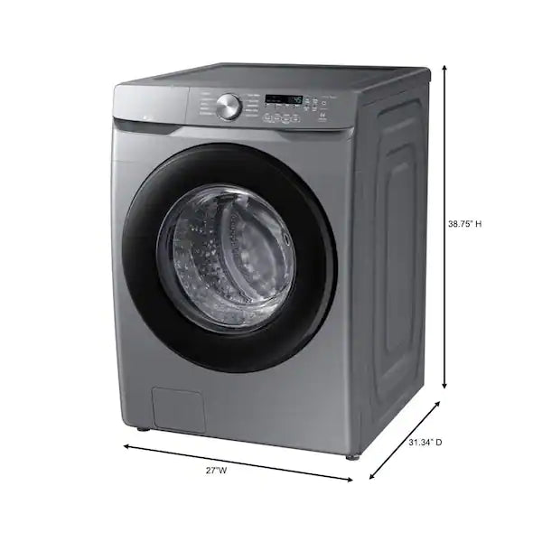 NEW: Samsung 4.5 cu. ft. High-Efficiency Front Load Washer with Self-Clean+ in Platinum + Samsung 7.5 cu. ft. Stackable Vented Gas Dryer with Sensor Dry in Platinum