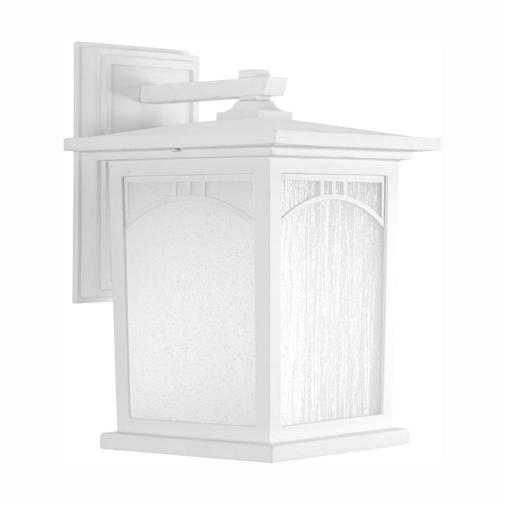 Residence Collection 1-Light 12.2 in. Outdoor Textured White LED Wall Lantern Sconce by Progress Lighting