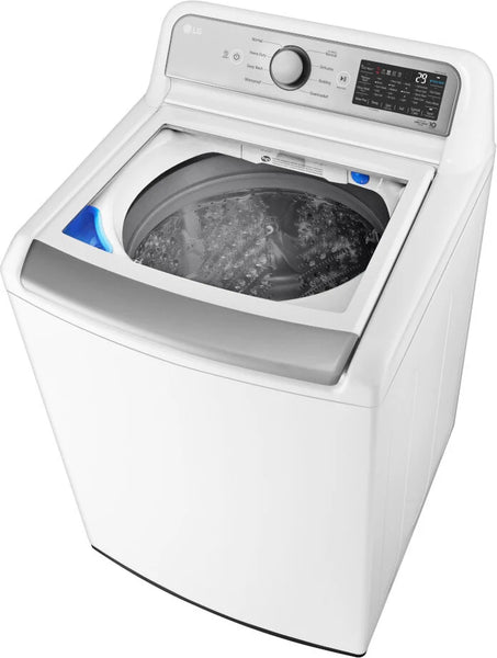 NEW: LG DLG7301WE 7.3 cu. ft. Ultra Large Capacity Smart wi-fi Enabled Gas Dryer with Sensor Dry Technology + WT7400CW 5.5 cu.ft. Mega Capacity Smart wi-fi Enabled Top Load Washer with TurboWash3D™ Technology