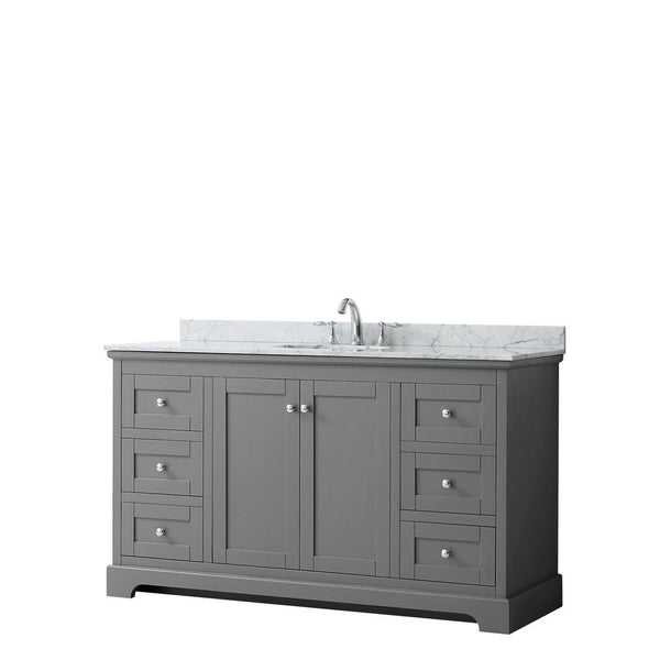 Avery 60 in. W x 22 in. D Bathroom Vanity in Dark Gray with Marble Vanity Top in White Carrara with White Basin by Wyndham Collection